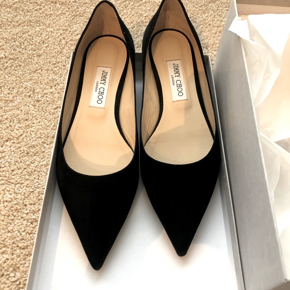 Jimmy Choo Iconic Love Flats Black Suede 40.5